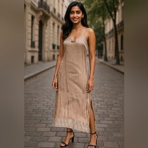 Vintage copper Satin And Lace Dress Size Large